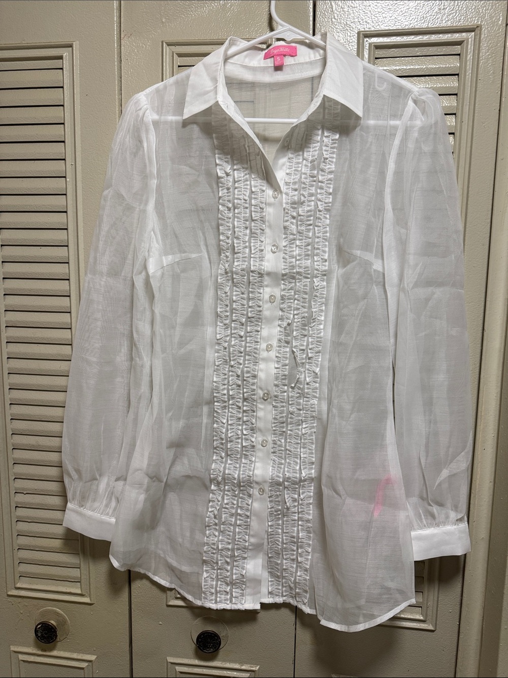 Sugar Thrillz White Ruffled Sheer Blouse